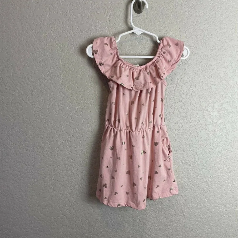 Emma & Elsa Toddler Size 2T/3T Dress Short Pink Hearts Boutique Summer Spring